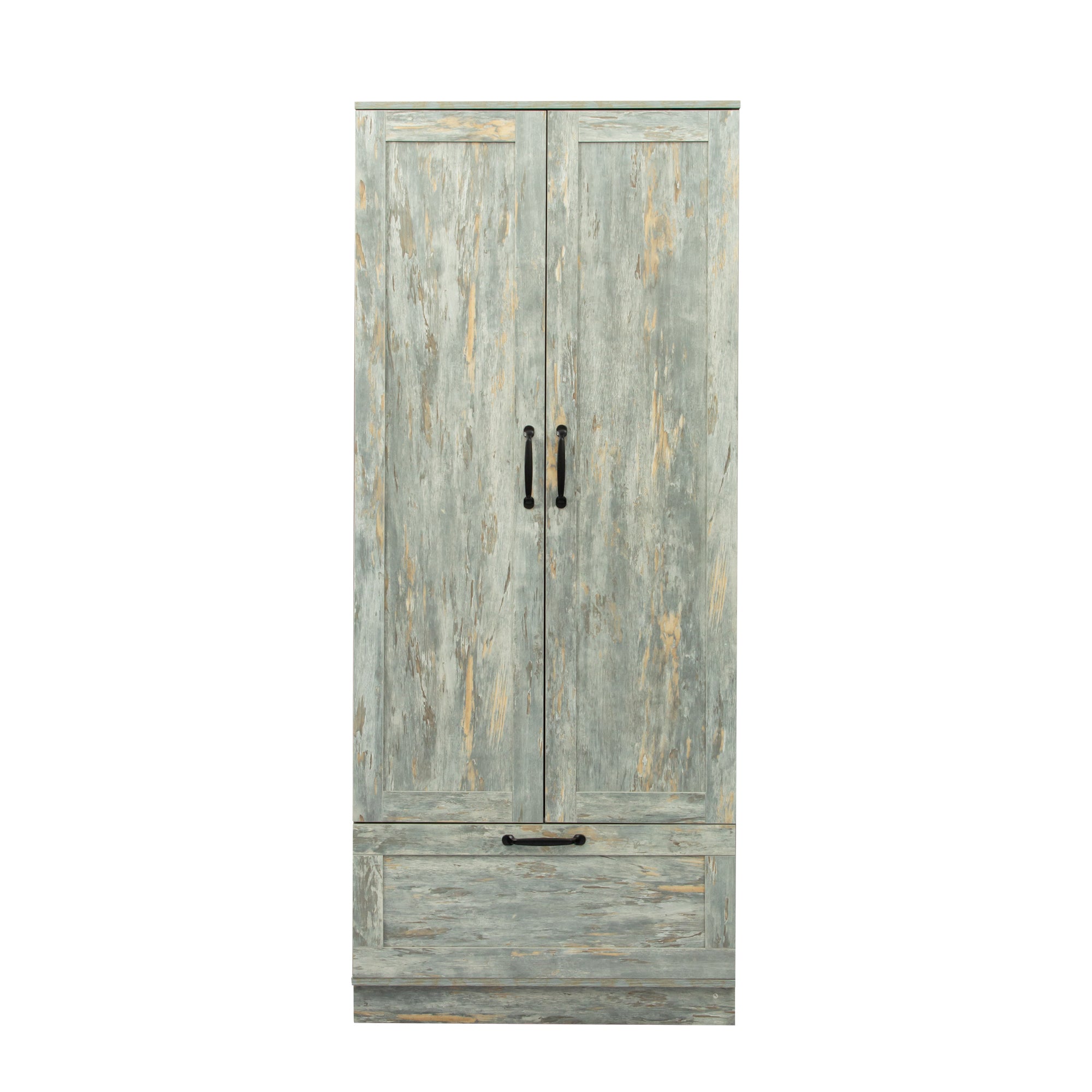 High wardrobe and kitchen cabinet with 2 doors,Grey-NACHES