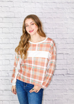 Pumpkin Plaid Top