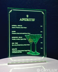Cast acrylic bar menu example