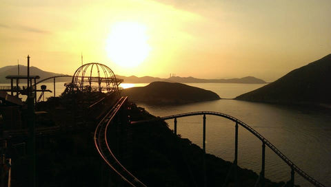 Ocean Park Scenic Sunset Hong Kong Best Theme Park with marine aquarium animal zoo