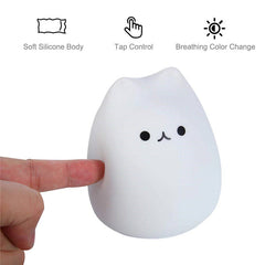 poke touch and squeeze squishy toy silicone cat night light
