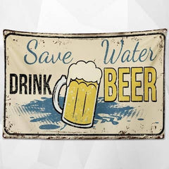 Drapeau Save Water Drink Beer cadeau Saint Valentin