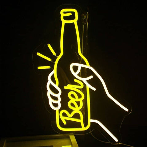 Neon deco bar bouteille de biere