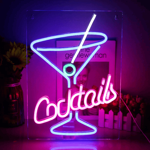 Neon deco bar cocktails
