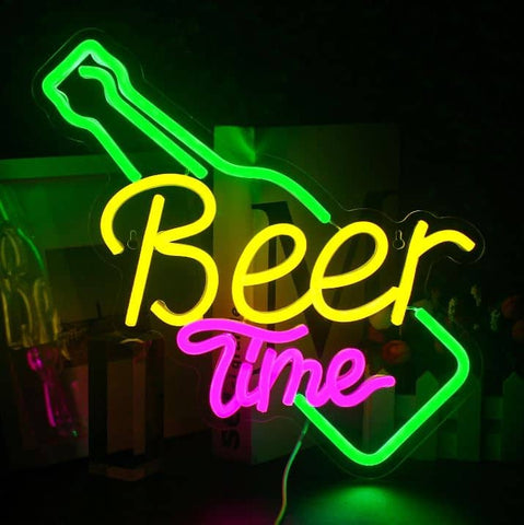 Neon led bar beer time