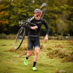 Cyclocross bike on shoulder pritygrity