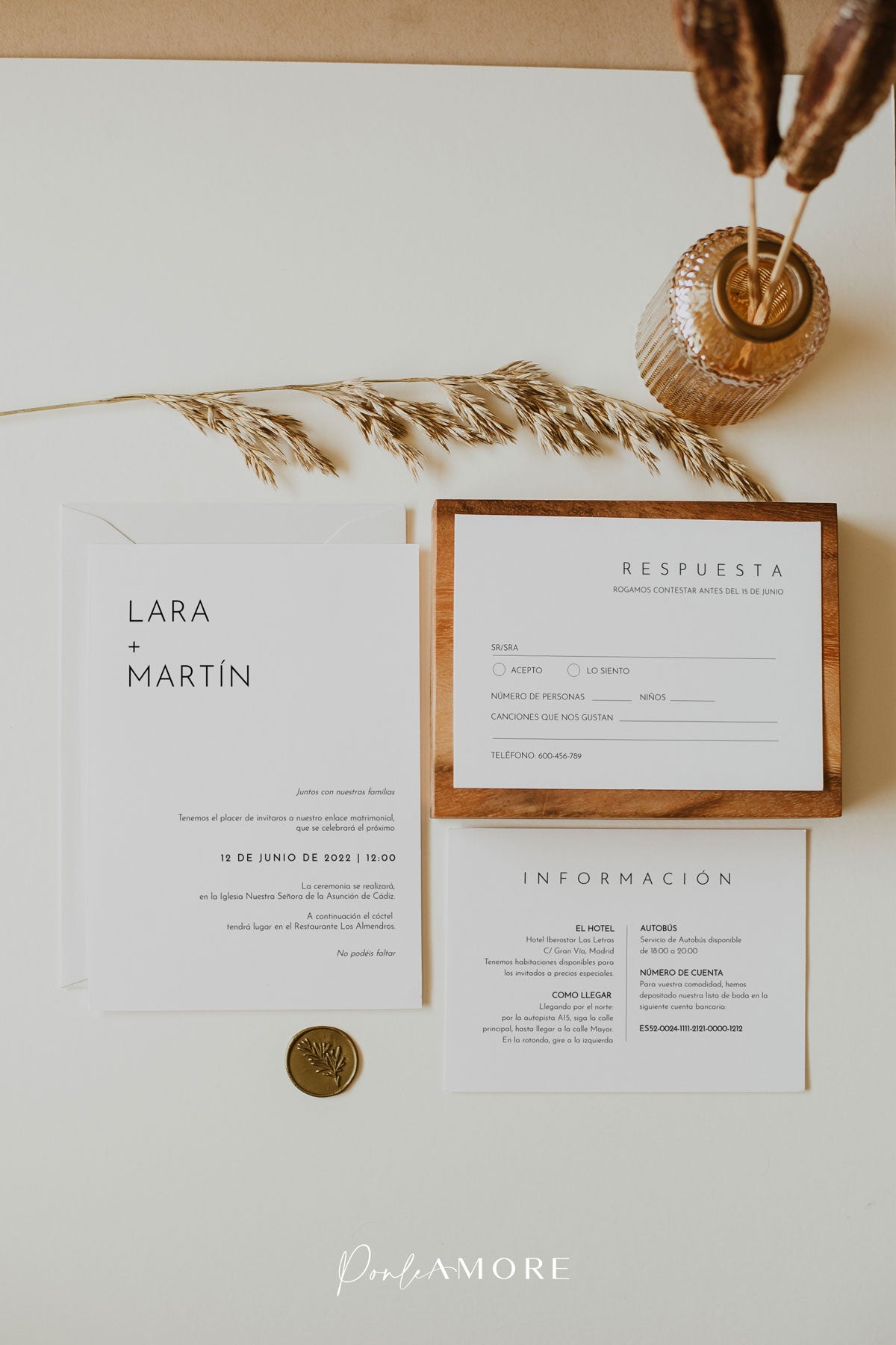 invitación de boda minimalista