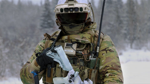 Military man in a full uniform with his tactical gear and helmet on