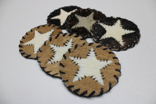 223: Texas Longhorn Cowhide Coasters 