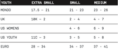 Union Binding Youth Size Chart