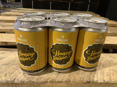 honey saison beer can label design for finnegans brew co