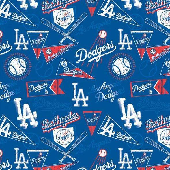 MLB Los Angeles Dodgers Cotton Fabric Pink Mini Print