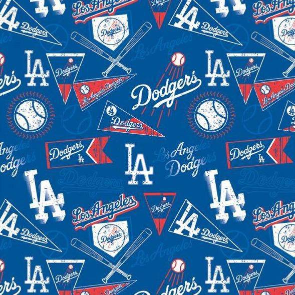 Los Angeles Dodgers Pink MLB Cotton Fabric - MLB Cotton Fabric By