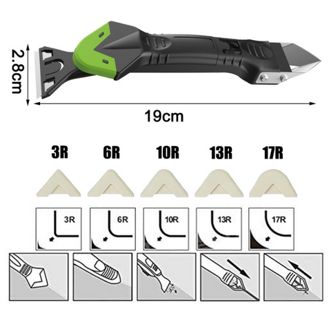 Outil de l'enlève joint silicone et lissage de silicone 5 en 1