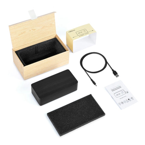 Réveil LED en bois, Horloge numérique multifonction avec affichage Date, heure, humidité et température accessoire