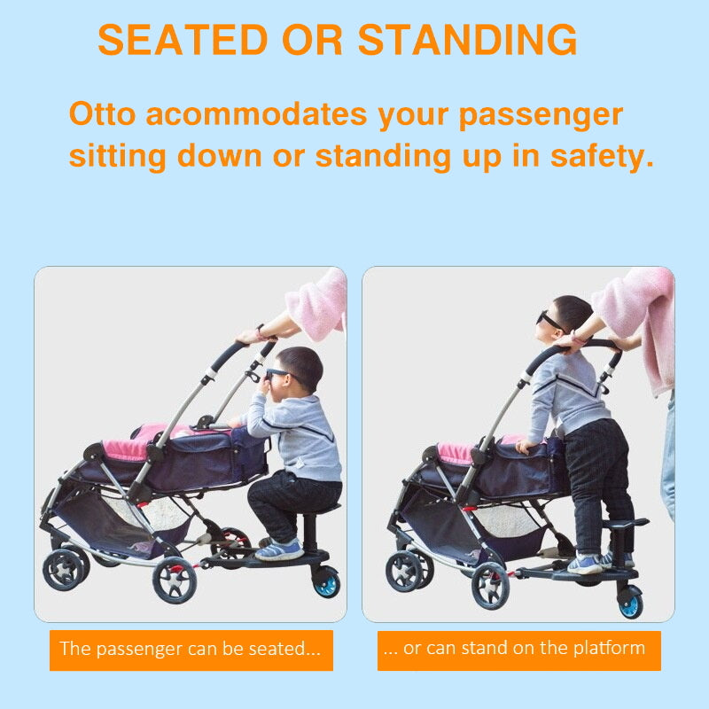 Otto stroller trailer from Urban Baby. seated or standing
