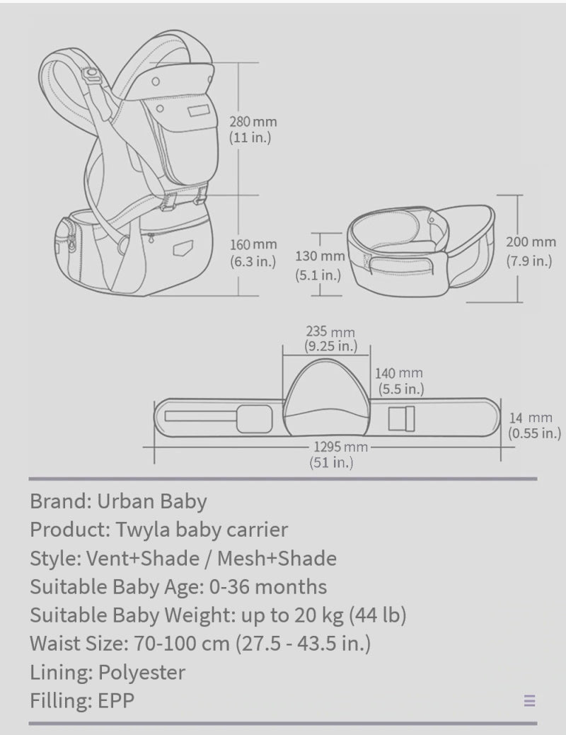 Ergonomic Baby Carrier Vent+Shade Twyla Urban Baby Kangaroo Carrier