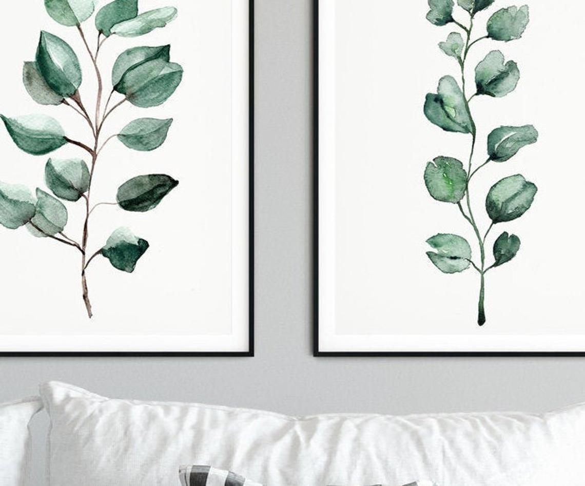 Green Eucalyptus Print Sets Wall Art