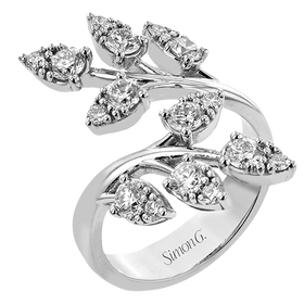 Simon G nature inspired white gold & diamond right hand ring at Pav & Broome Fine Jewelry