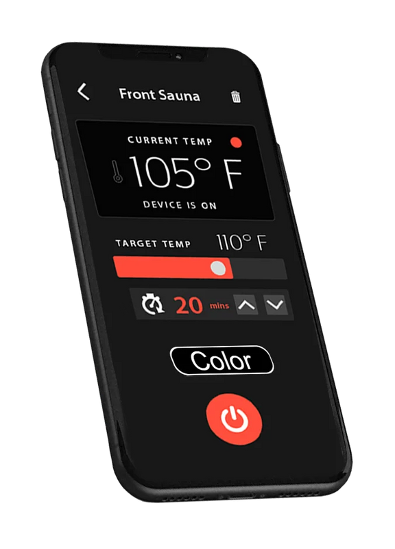 Smart app screen for saunas