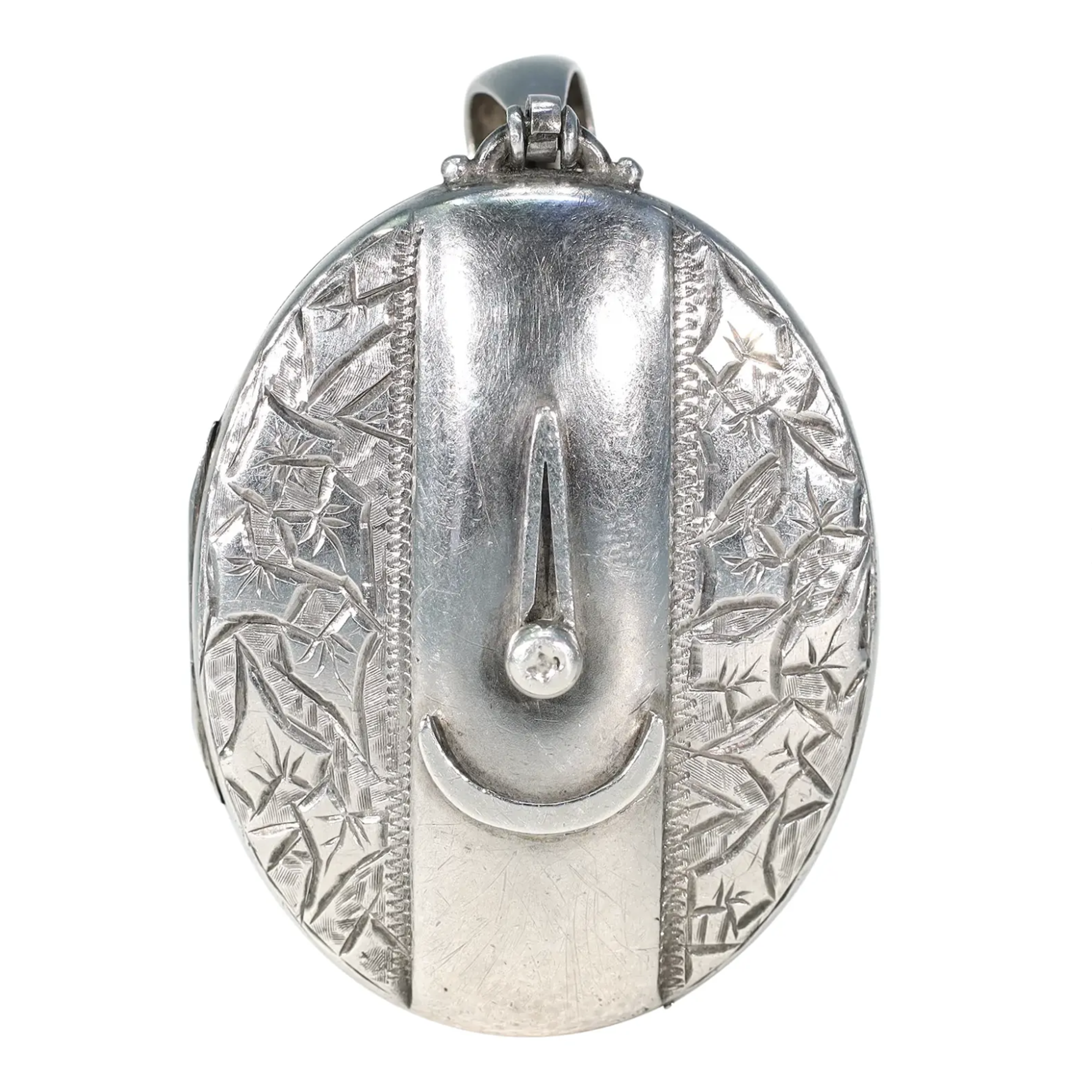 Victorian Silver Mourning Locket, Monogrammed, Engraved at 1stDibs