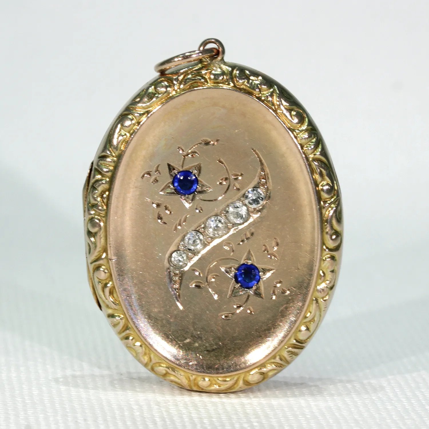 Antique Victorian Paste Locket 9k Gold Back and Front