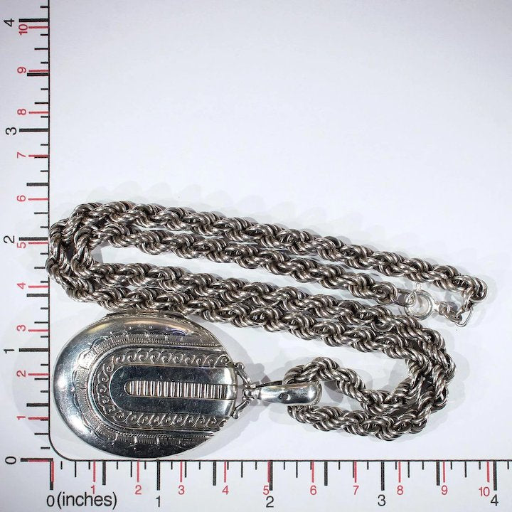 Antique Victorian Silver Collar and Locket Set, Birmingham 1876 ...