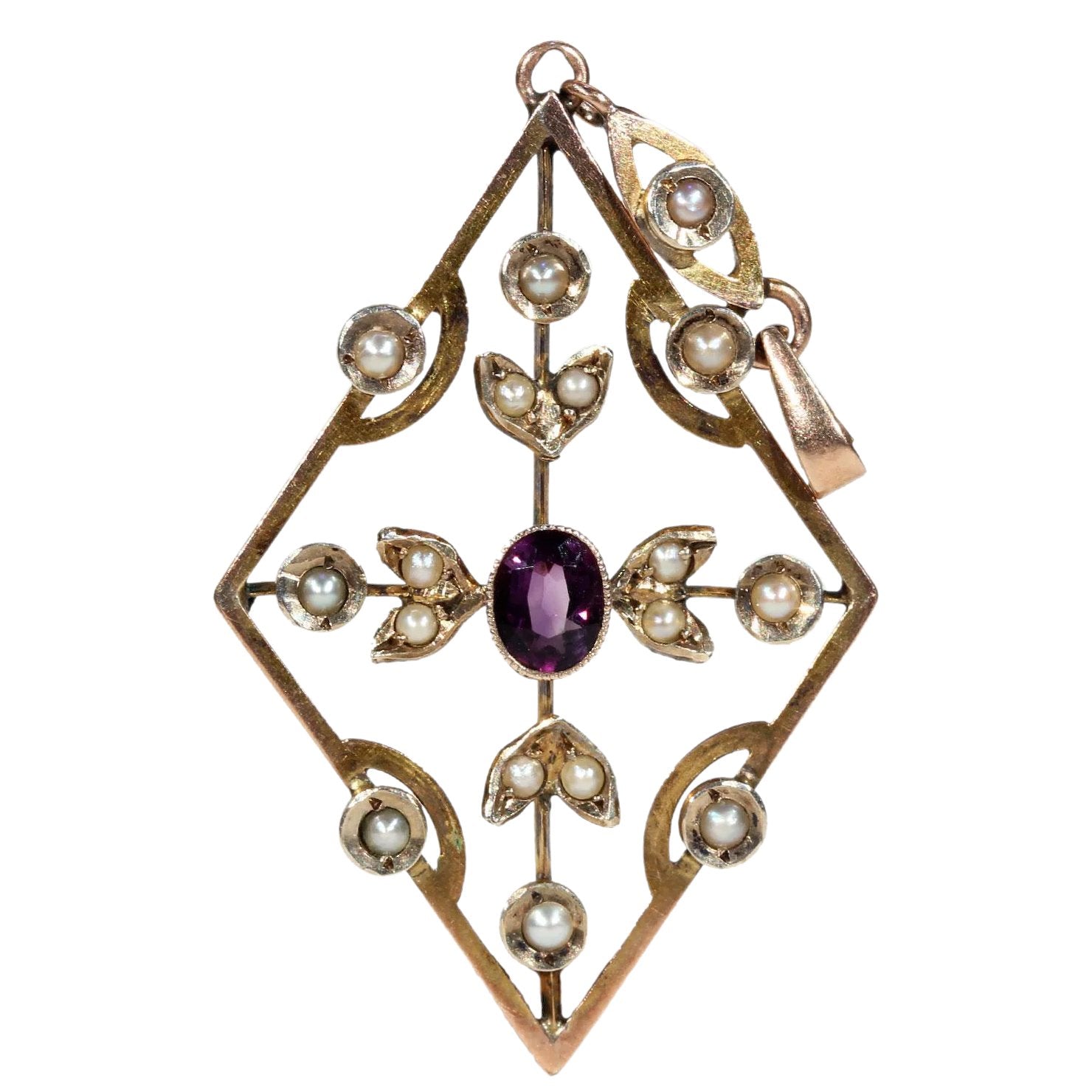 Edwardian Amethyst & Diamond Pin Pendant