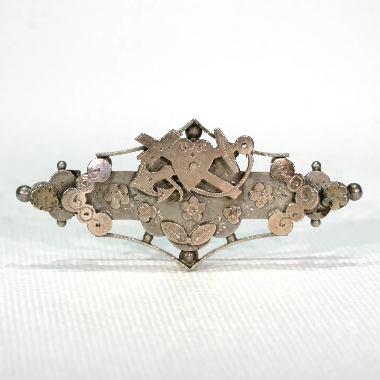 Edwardian Faith Hope and Charity Sweetheart Brooch Pin Silver