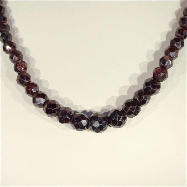 Antique Victorian Faceted Garnet Bead Necklace - Victoria Sterling