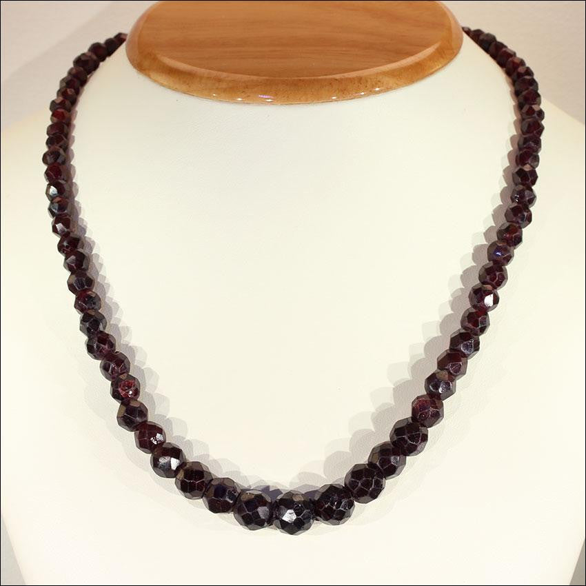Antique Victorian Faceted Garnet Bead Necklace - Victoria Sterling ...