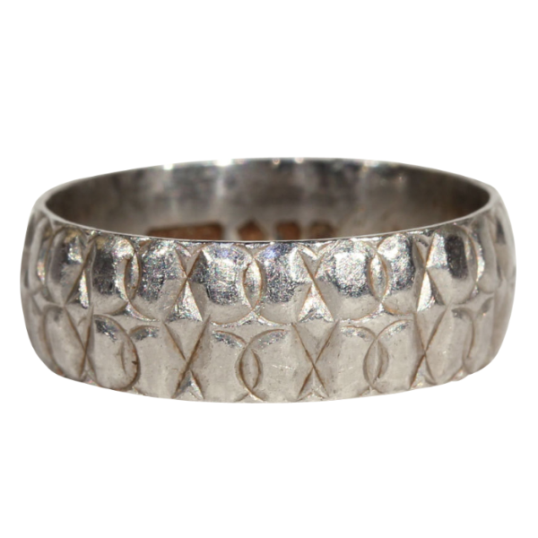 Vintage English Platinum Wedding Band with Pattern, Hallmarked 1975 ...