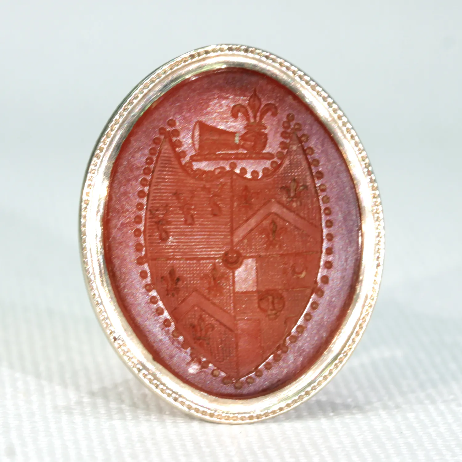 Victorian Gold Carnelian Armorial Seal Fob Pendant 9k Gold