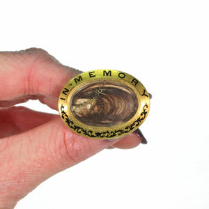 Georgian Black Enamel Pearl Diamond Memorial Brooch Pin in 15k Gold -  Victoria Sterling