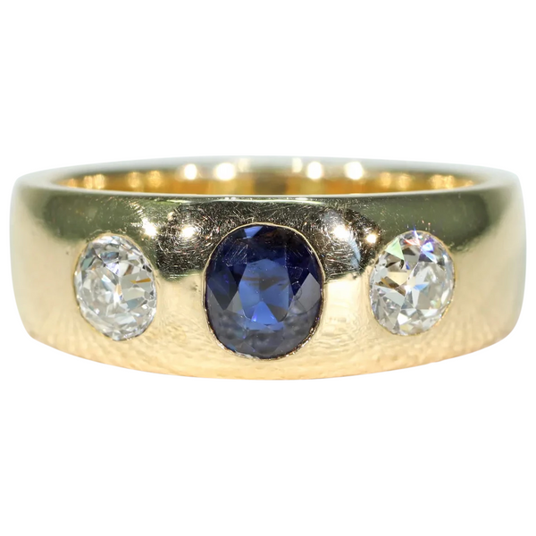 Victorian Sapphire Diamond Gentlemans Gypsy Ring 18k Gold - Victoria ...
