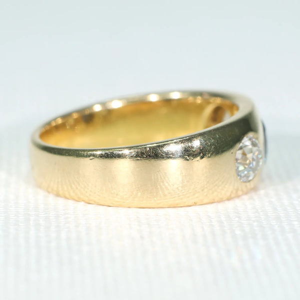Victorian Sapphire Diamond Gentlemans Gypsy Ring 18k Gold - Victoria ...
