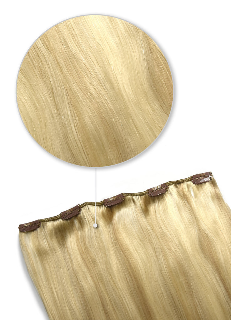 One Piece Top Up Remy Clip In Human Hair Extensions Golden Blonde Bleach Blonde Mix 16 613