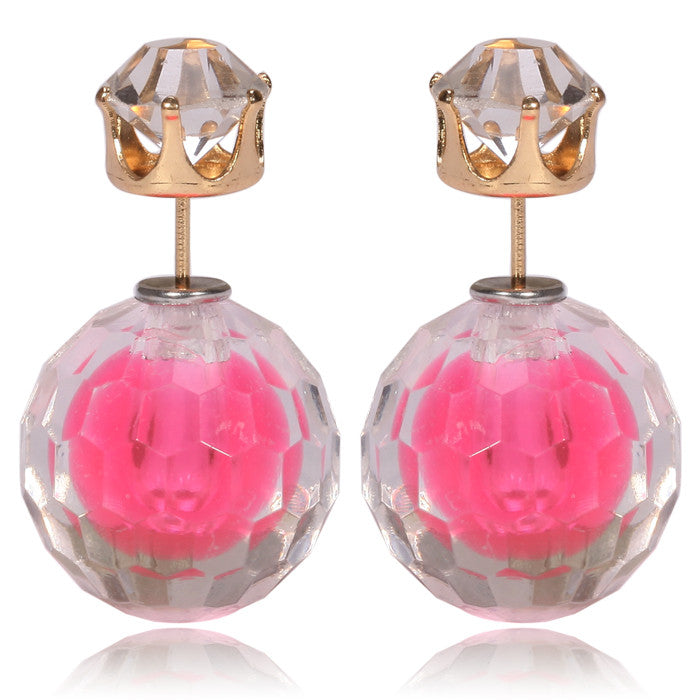 Gum Tee Misses Style Tribal Double Bead Earrings - Hidden Gem Pink