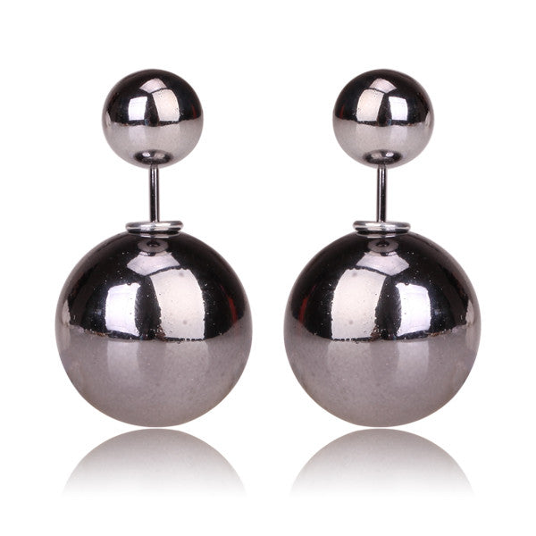 Gum Tee Mise en Style Tribal Earrings - Metallic Gunmetal Grey