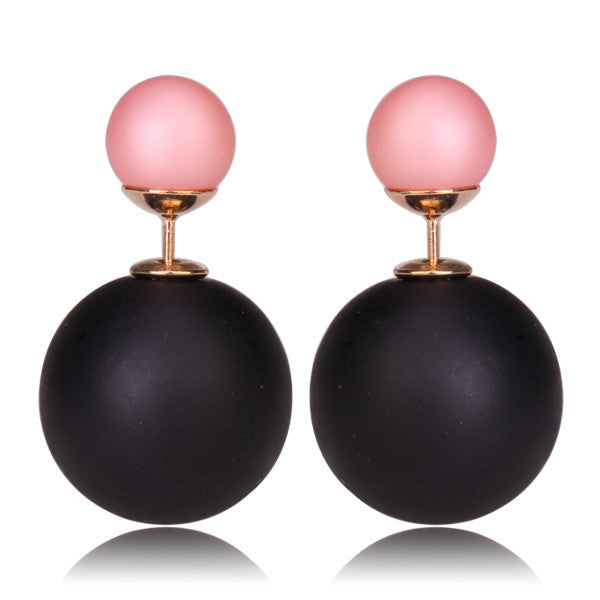 Gum Tee Misses Style Tribal Earrings - Matte Black and Pink