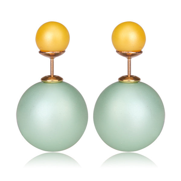 Gum Tee Mise en Style Tribal Earrings - Matte Mint Green and Yel