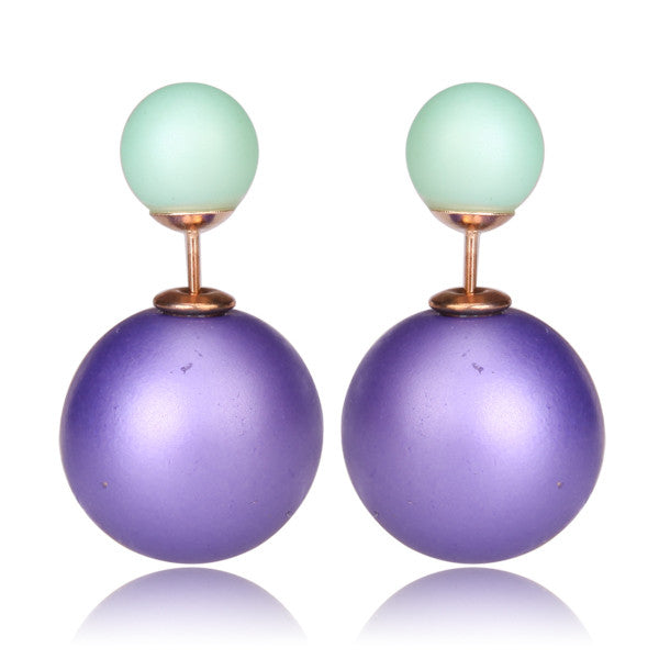 Gum Tee Mise en Style Tribal Earrings - Matte Purple and Green