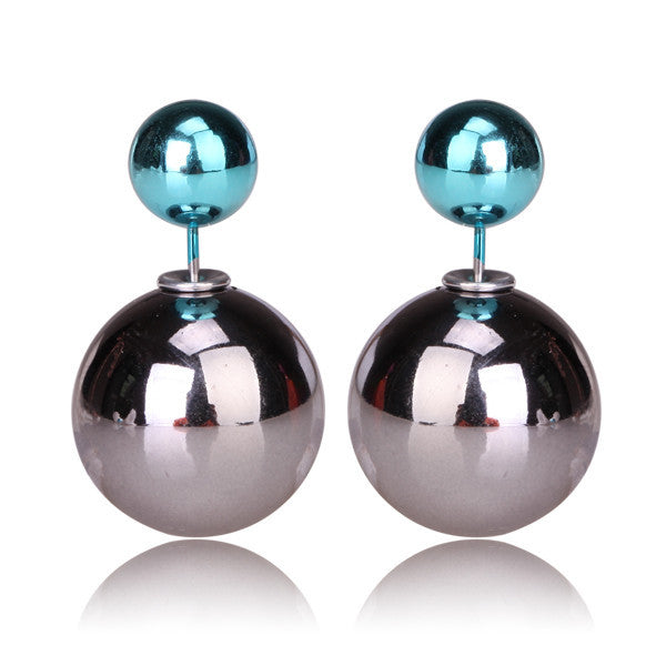 Gum Tee Misses Style Tribal Earrings - Silver Plated and Sea Blu