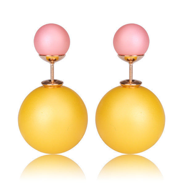 Gum Tee Misses Style Tribal Earrings - Matte Yellow and Pink