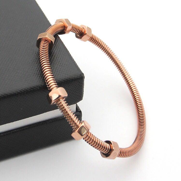 BeadyBoutique Lovers Bracelet Screws and Bolts Rose Gold