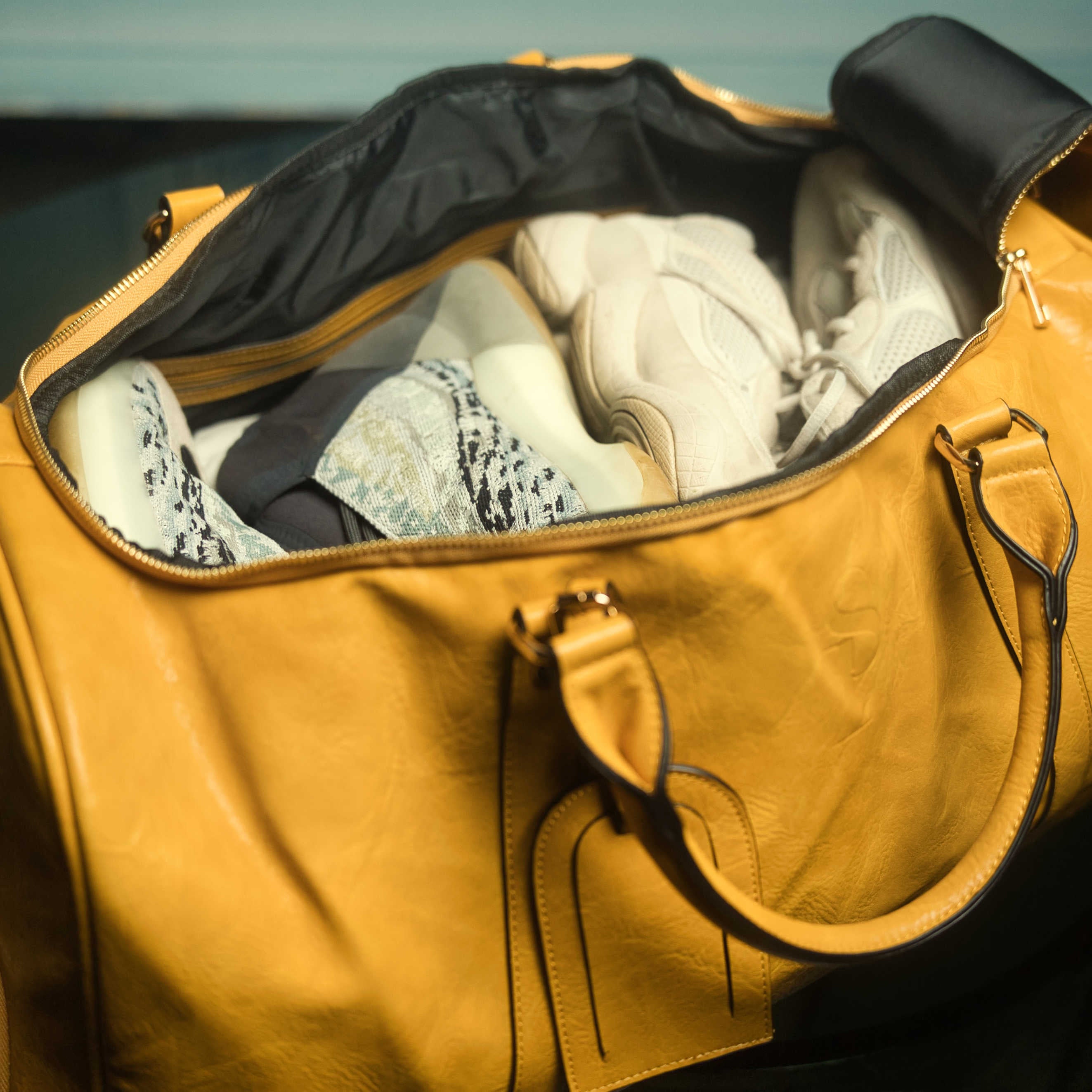 Orange Tumbled Leather Duffle Bag