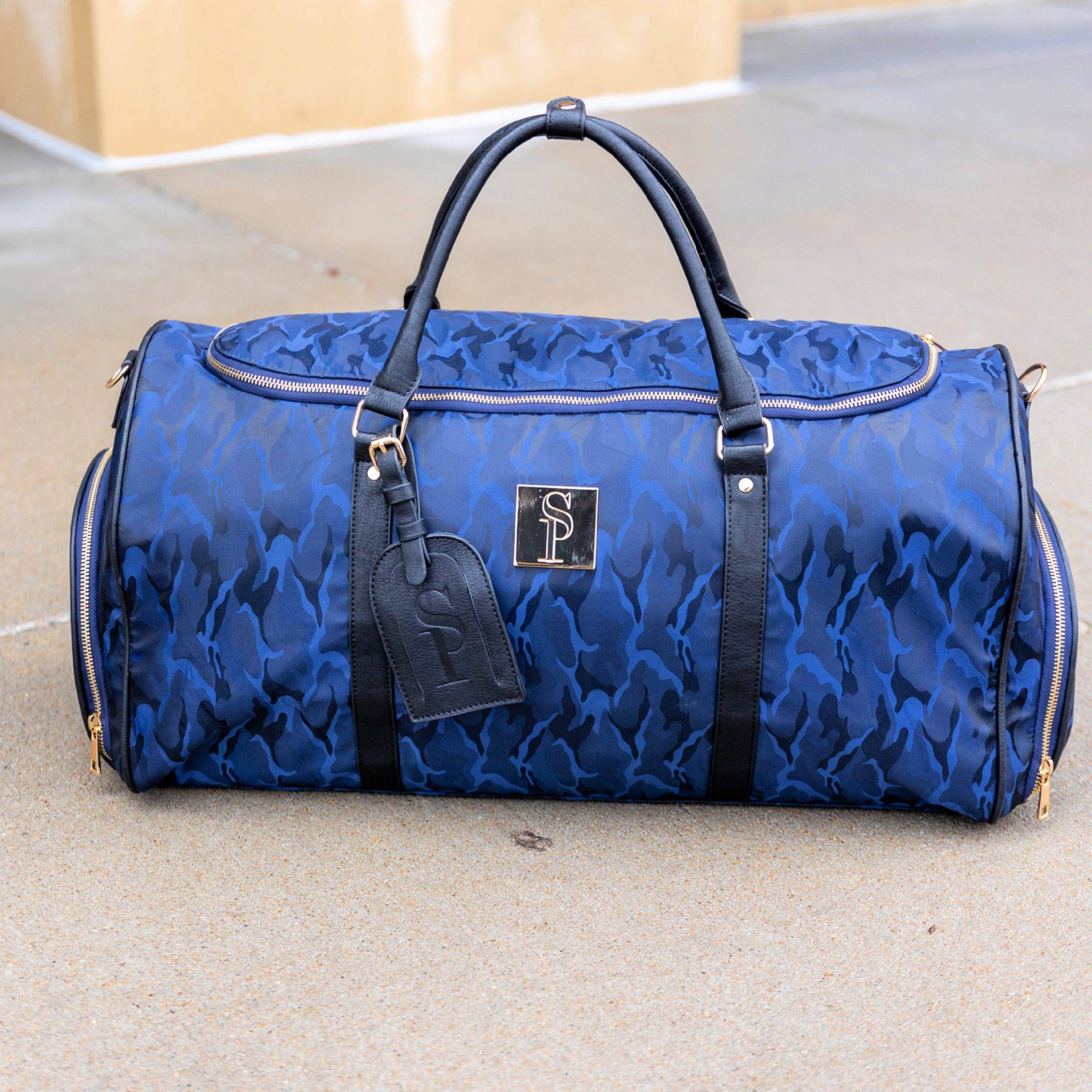 Large Blue Camo Two Compartment Lunch Bag - Broken Spoke Boutique