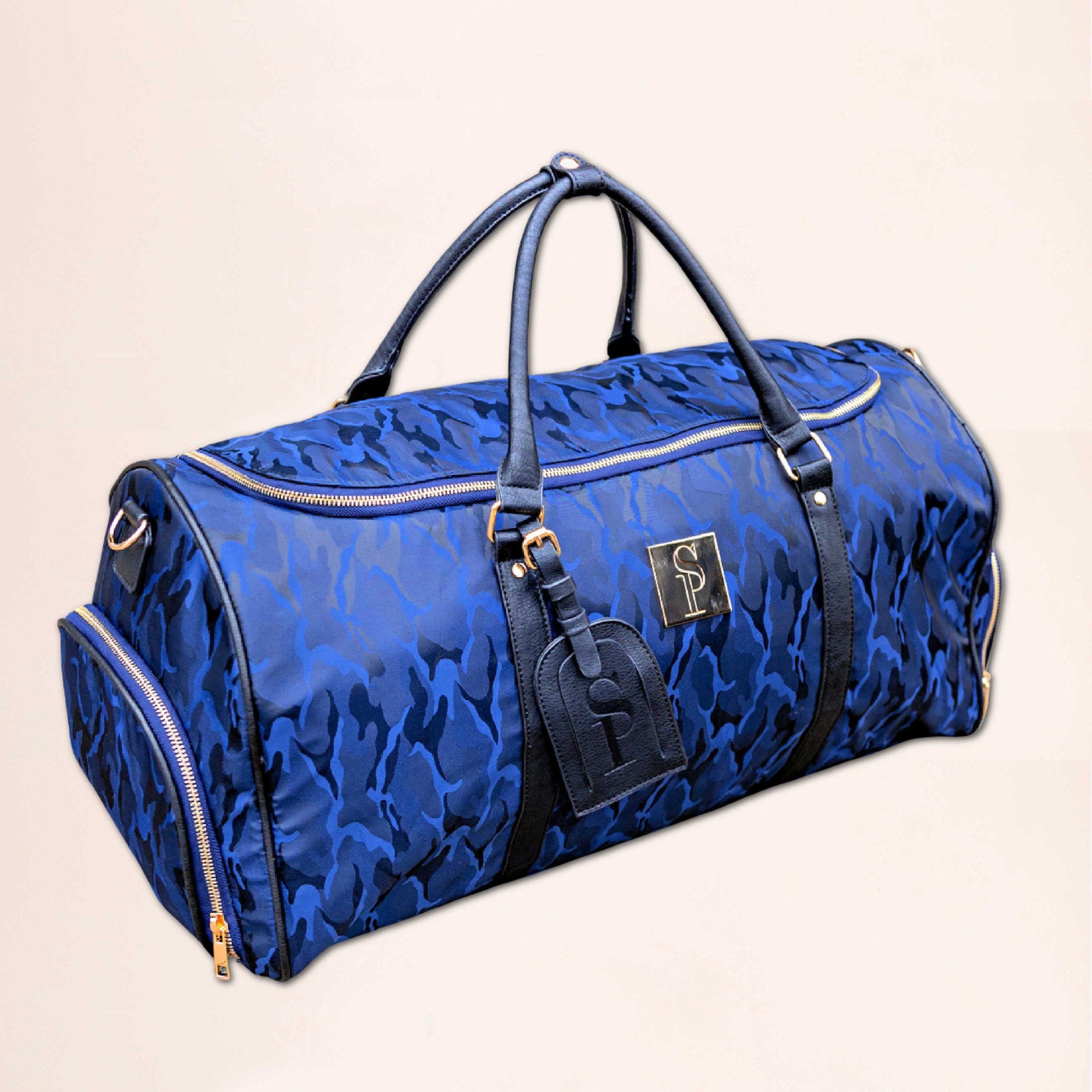 Large Blue Camo Two Compartment Lunch Bag - Broken Spoke Boutique