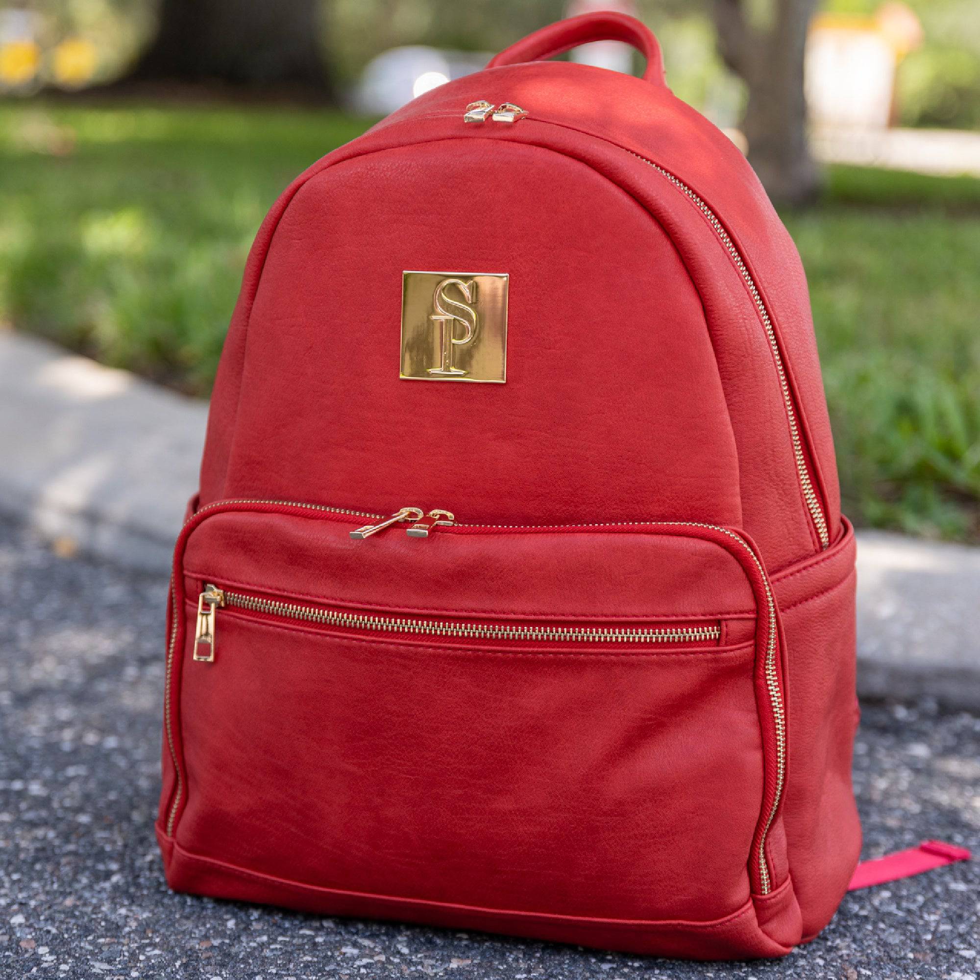 Leather Medium Duffle Bag Red - Linden Is Enough