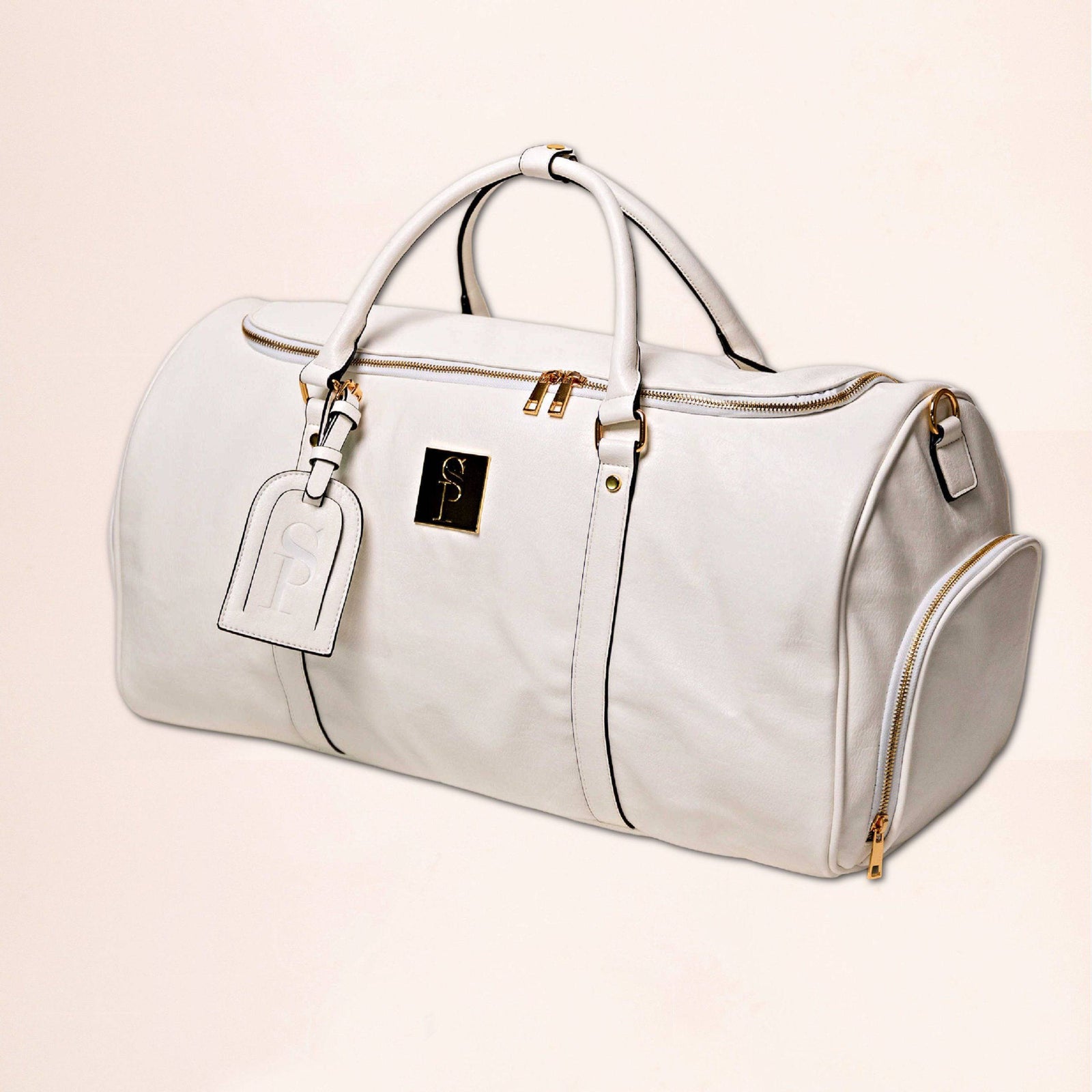 White Tumbled Leather Duffle Bag (New Weekender Design) | Sole Premise